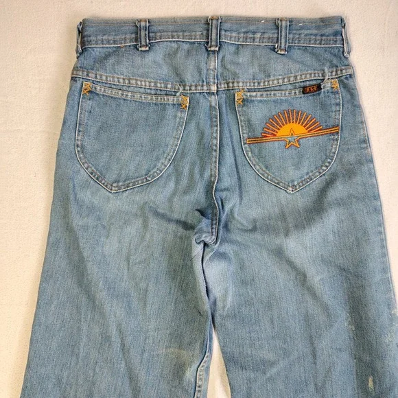 H.A.S.H. Jeans Wide Leg Flare Women 31x36 Blue Vintage High Rise Light Wash - Picture 6 of 16